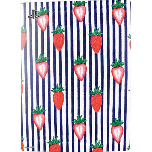 Bouffants and Broken Hearts Strawberries and Stripes PS5 Digital Edition Console Skin
